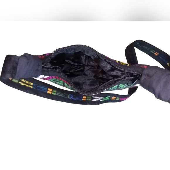 Ixchel the Original Patchwork Collection Black and Purple Shoulder Bag 9" X 6" - Picture 9 of 10